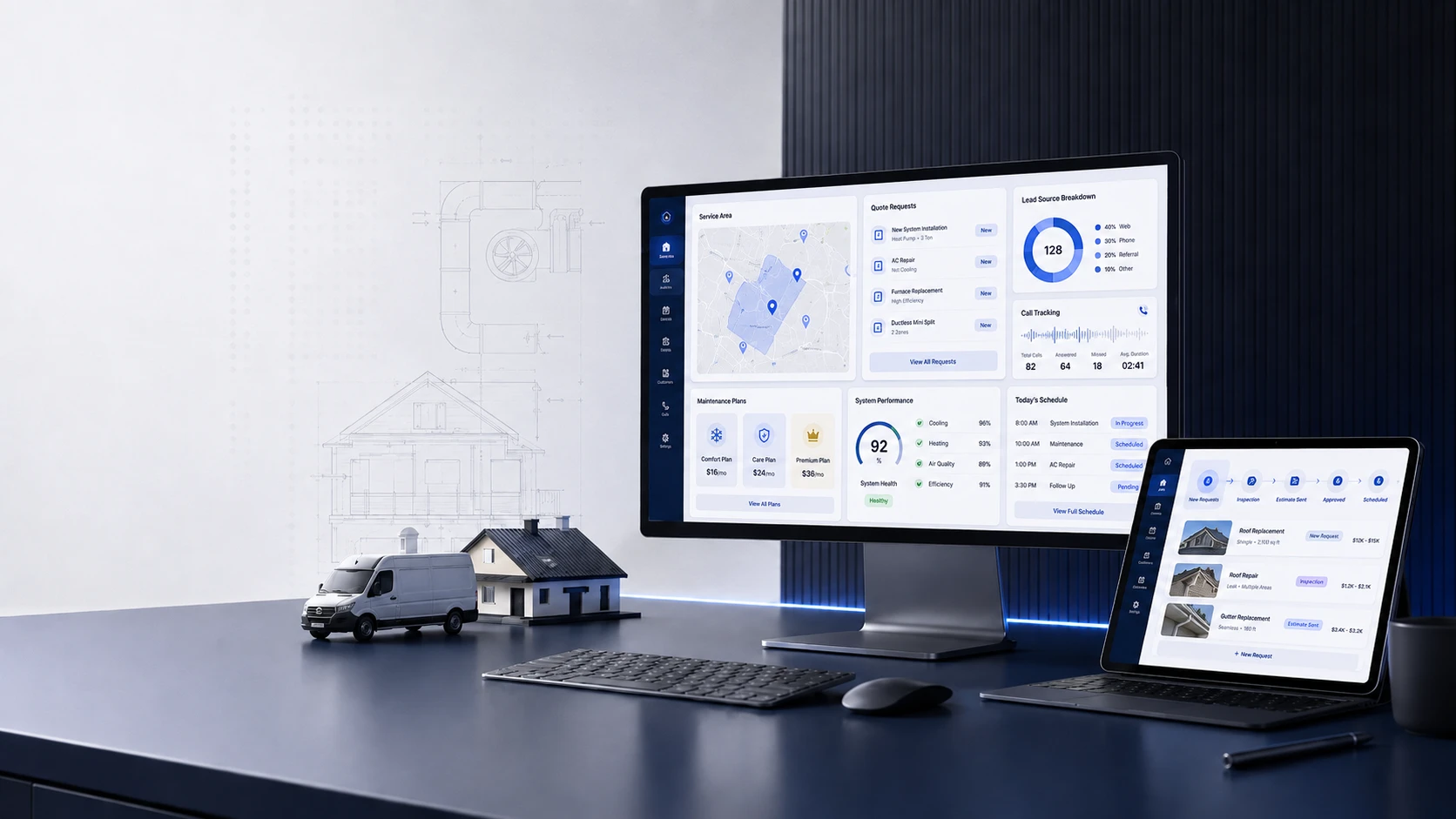 Bristol Web Hub lead system concept for a home-service business